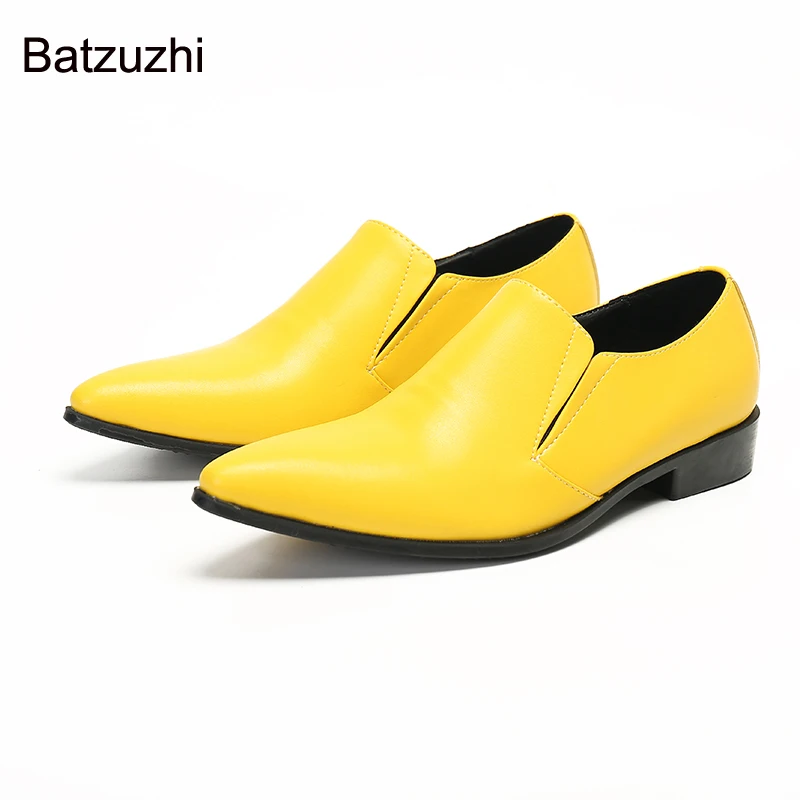 Batzuzhi Fashion Handmade Men's Shoes Bright Color Yellow Men Leather Dress Shoes Pointed Toe Party and Wedding Shoes Male!
Batzuzhi Fashion Handmade Men's Shoes Bright Color Yellow Men Leather Dress Shoes Pointed Toe Party and Wedding Shoes Male!