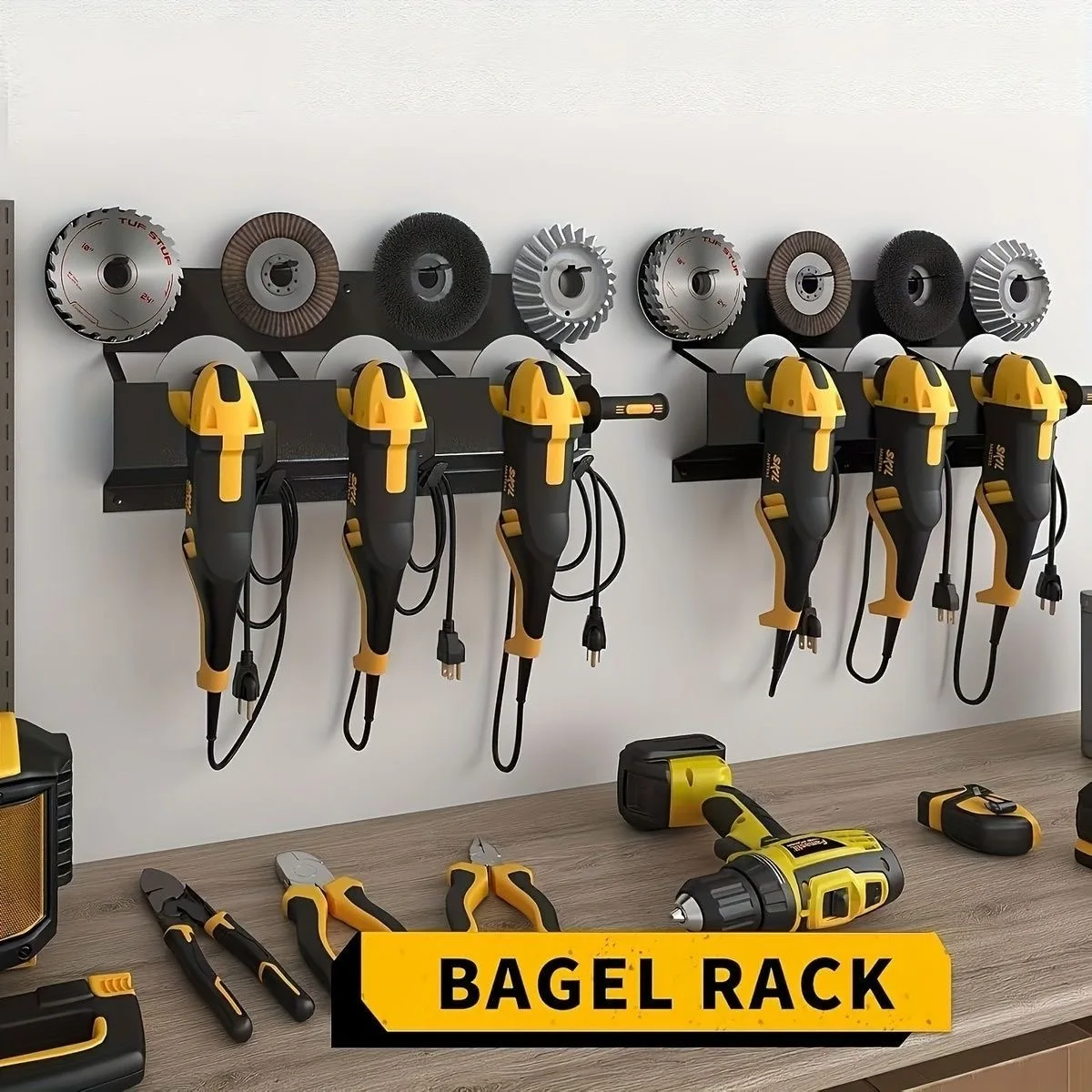 Auto repair shop angle grinder tool rack - woodworking wall-mounted anti-drop wire storage storage work stand
Auto repair shop angle grinder tool rack - woodworking wall-mounted anti-drop wire storage storage work stand
