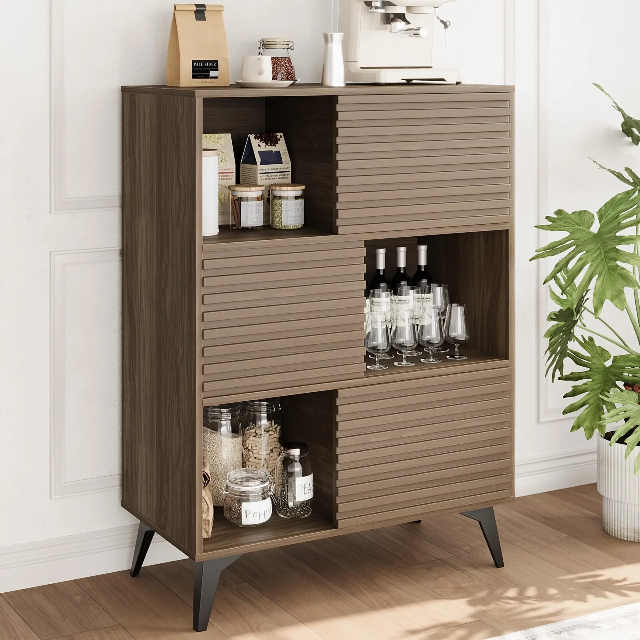 Modern Wooden Fluted Storage Cabinet With Metal Base 31 Inch Sideboard For Dining Living Room
Modern Wooden Fluted Storage Cabinet With Metal Base 31 Inch Sideboard For Dining Living Room