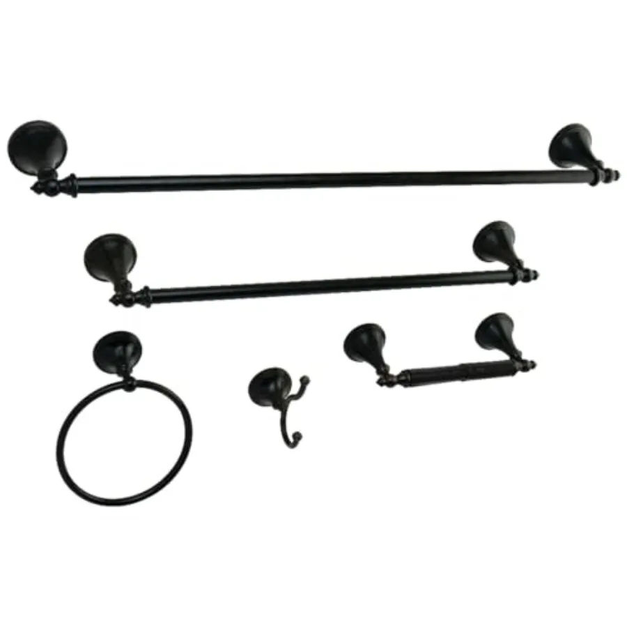Naples 5-Piece Accessory Set with 18" and 24" Towel-Bar Towel-Ring Robe Hook and Toilet Paper Holder
Naples 5-Piece Accessory Set with 18" and 24" Towel-Bar Towel-Ring Robe Hook and Toilet Paper Holder