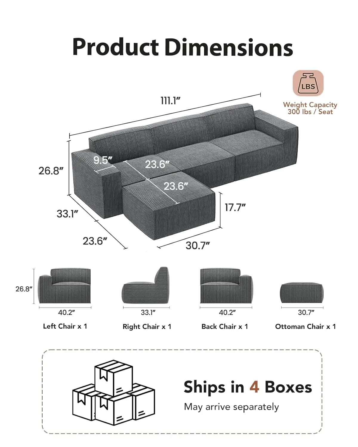 Amada 110" Cloud Sectional Couch with L-Shape Chaise&Movable Ottoman,Modern Modular Sofa with Deep Seat, Boneless Sofa,Couches f
Amada 110" Cloud Sectional Couch with L-Shape Chaise&Movable Ottoman,Modern Modular Sofa with Deep Seat, Boneless Sofa,Couches f