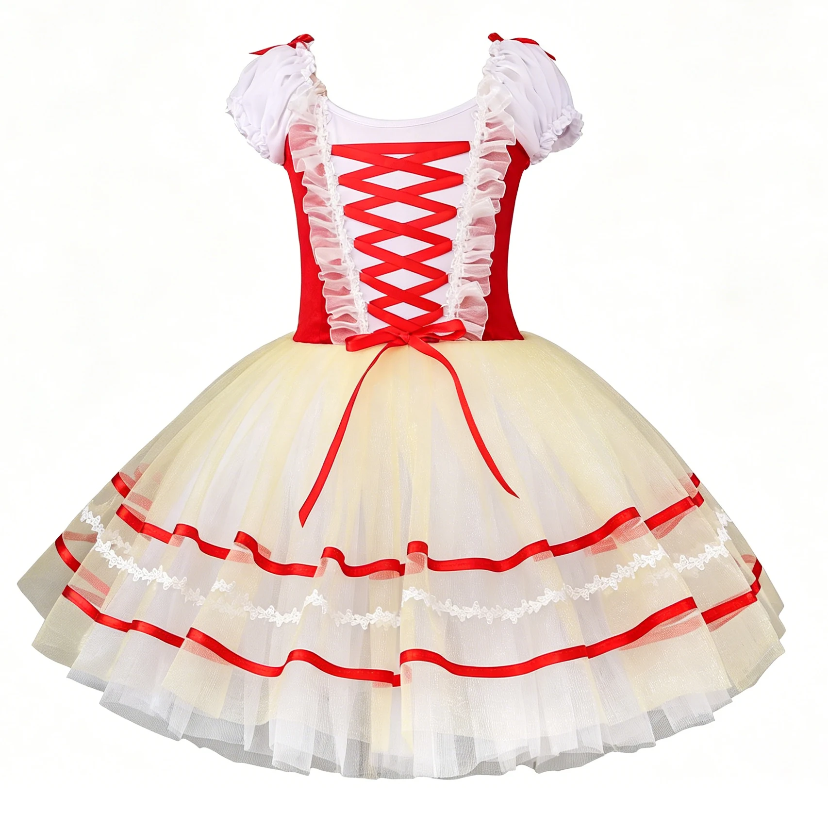 Professional Elegant Ballet Dress Puff Sleeve Ribbon Bowknot Gauze Patchwork Ballerina Party Dress Children Girl Dance Costumes
Professional Elegant Ballet Dress Puff Sleeve Ribbon Bowknot Gauze Patchwork Ballerina Party Dress Children Girl Dance Costumes