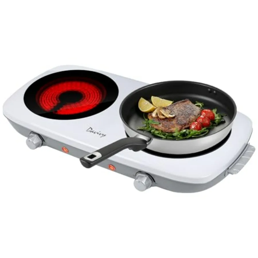 Portable 1800W Double Burner Electric Hot Plate with Crystallite Ceramic Glass 2x900W Dual Heating Zones Flexible Temperature C
Portable 1800W Double Burner Electric Hot Plate with Crystallite Ceramic Glass 2x900W Dual Heating Zones Flexible Temperature C