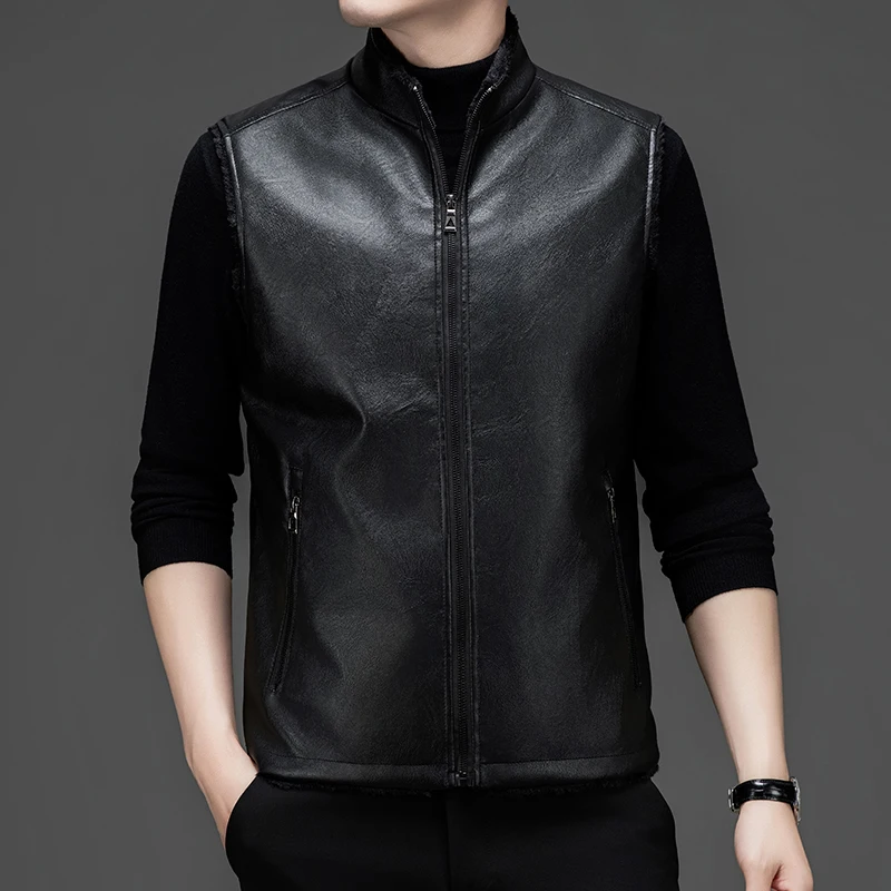 Vest Jacket Korean Version Dad Middle-aged and Elderly Vest Jacket New Leather Jacket Men's Autumn Winter Fashionable Men's Coat
Vest Jacket Korean Version Dad Middle-aged and Elderly Vest Jacket New Leather Jacket Men's Autumn Winter Fashionable Men's Coat