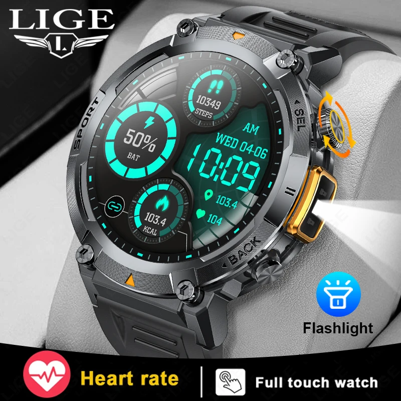 LIGE New Men SmartWatch Military With LED Flashlight Sport Tracker Waterproof Bluetooth Call For Huawei Xiaomi Smart Watch Men
LIGE New Men SmartWatch Military With LED Flashlight Sport Tracker Waterproof Bluetooth Call For Huawei Xiaomi Smart Watch Men