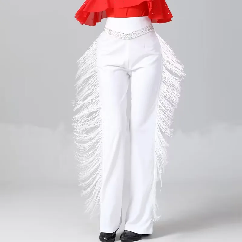 New Latin Dance Pants Women Loose Tassel Embellied Straight Leg Slimming Belly Covering Elastic High Waist Long Trousers
New Latin Dance Pants Women Loose Tassel Embellied Straight Leg Slimming Belly Covering Elastic High Waist Long Trousers