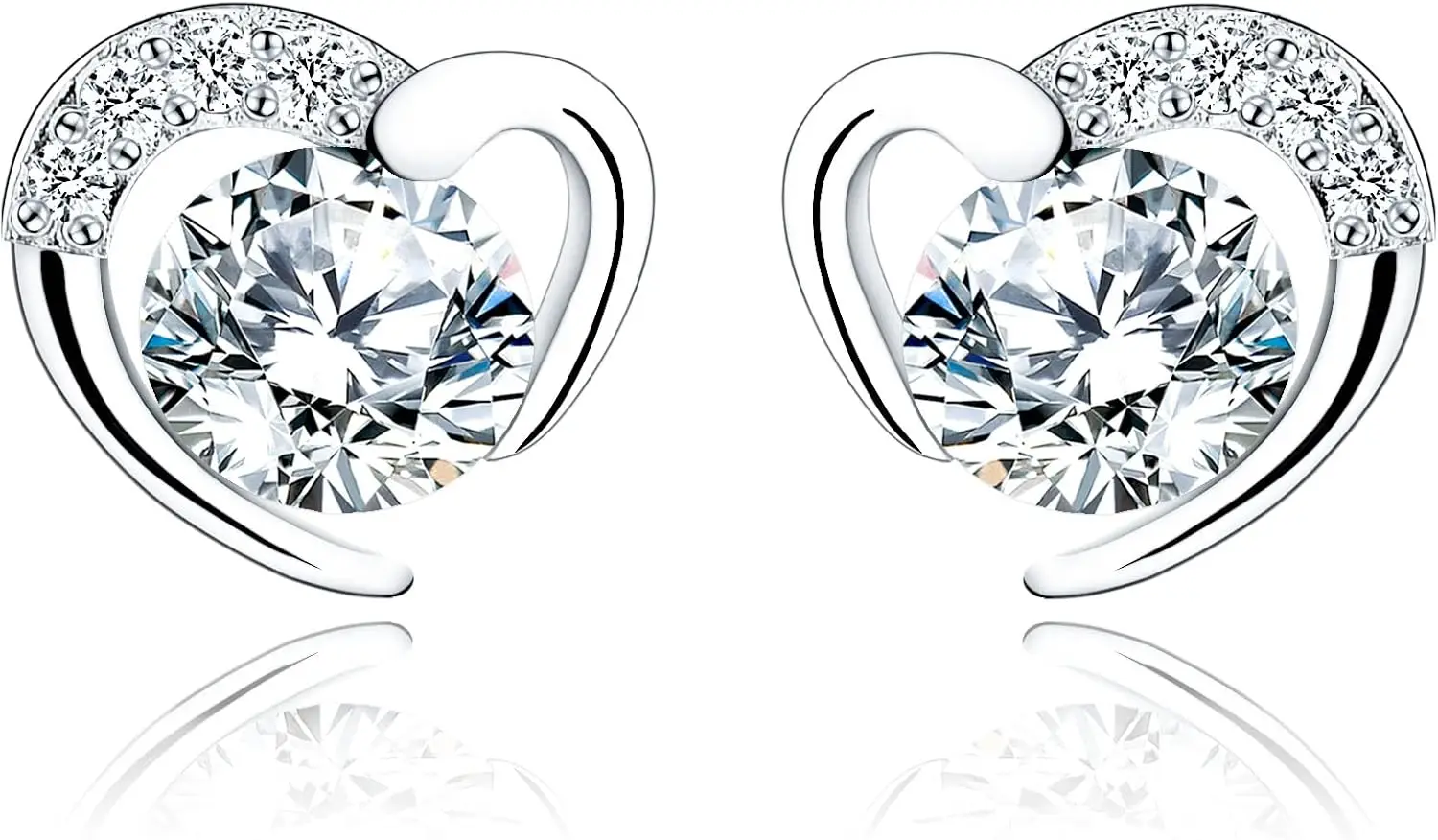 Silver Stud Earrings for Women, Stud Earrings White Gold Cubic Zirconia Heart Studs│Dainty Earrings Jewellery Gifts for Girls
Silver Stud Earrings for Women, Stud Earrings White Gold Cubic Zirconia Heart Studs│Dainty Earrings Jewellery Gifts for Girls