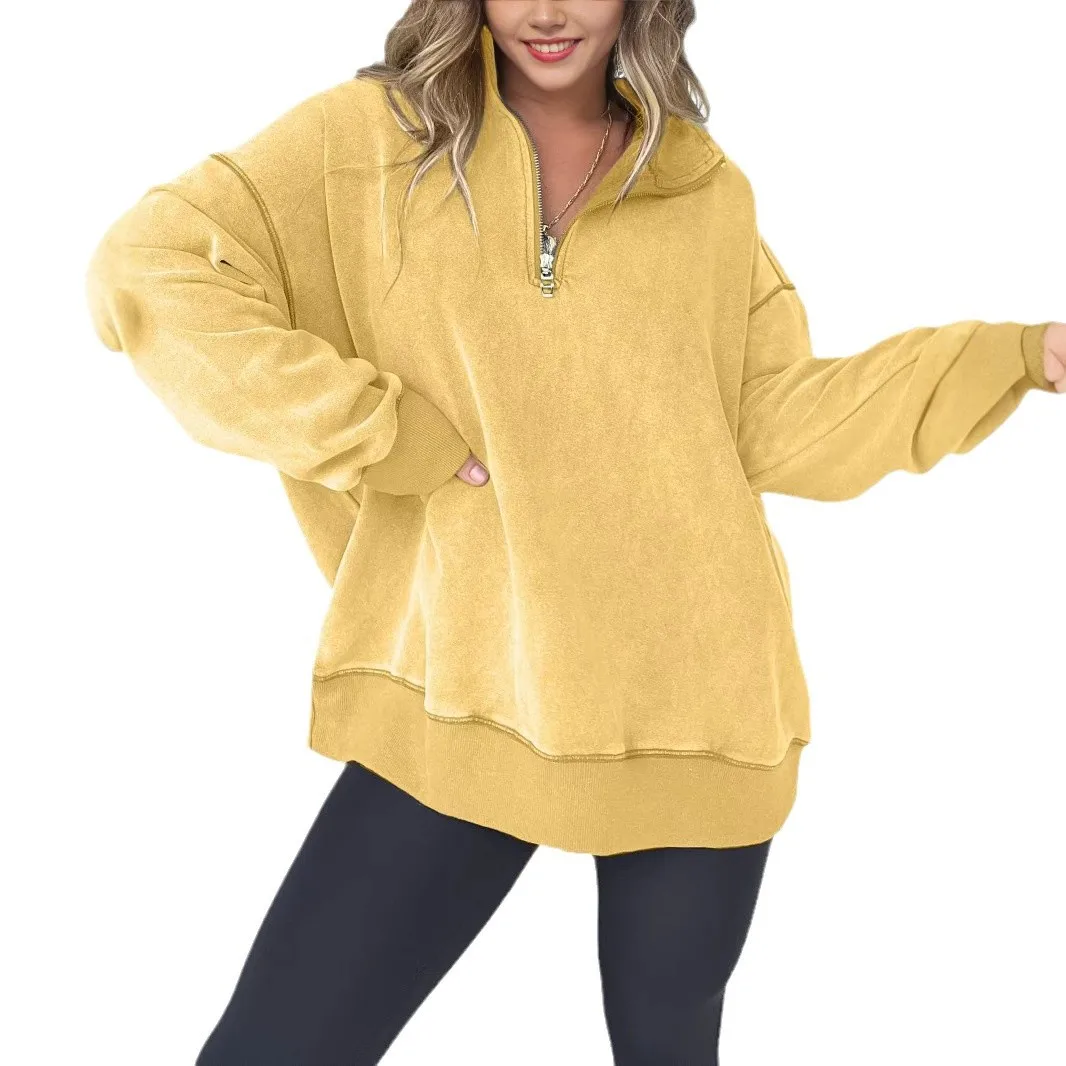 Korean Solid Color Sweatshirt Women Spring Vintage Long Sleeve Pullover Tops Oversized Ladies Casual Zipper V-Neck Sweatshirts
Korean Solid Color Sweatshirt Women Spring Vintage Long Sleeve Pullover Tops Oversized Ladies Casual Zipper V-Neck Sweatshirts