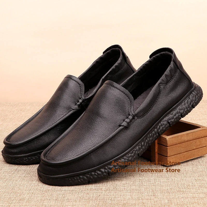 Men's Black Leather Slip-On Loafers Round Toe Soft Leather Soft Sole Non-Slip Leather Casual Shoes Trendy Handmade Men's Shoes
Men's Black Leather Slip-On Loafers Round Toe Soft Leather Soft Sole Non-Slip Leather Casual Shoes Trendy Handmade Men's Shoes
