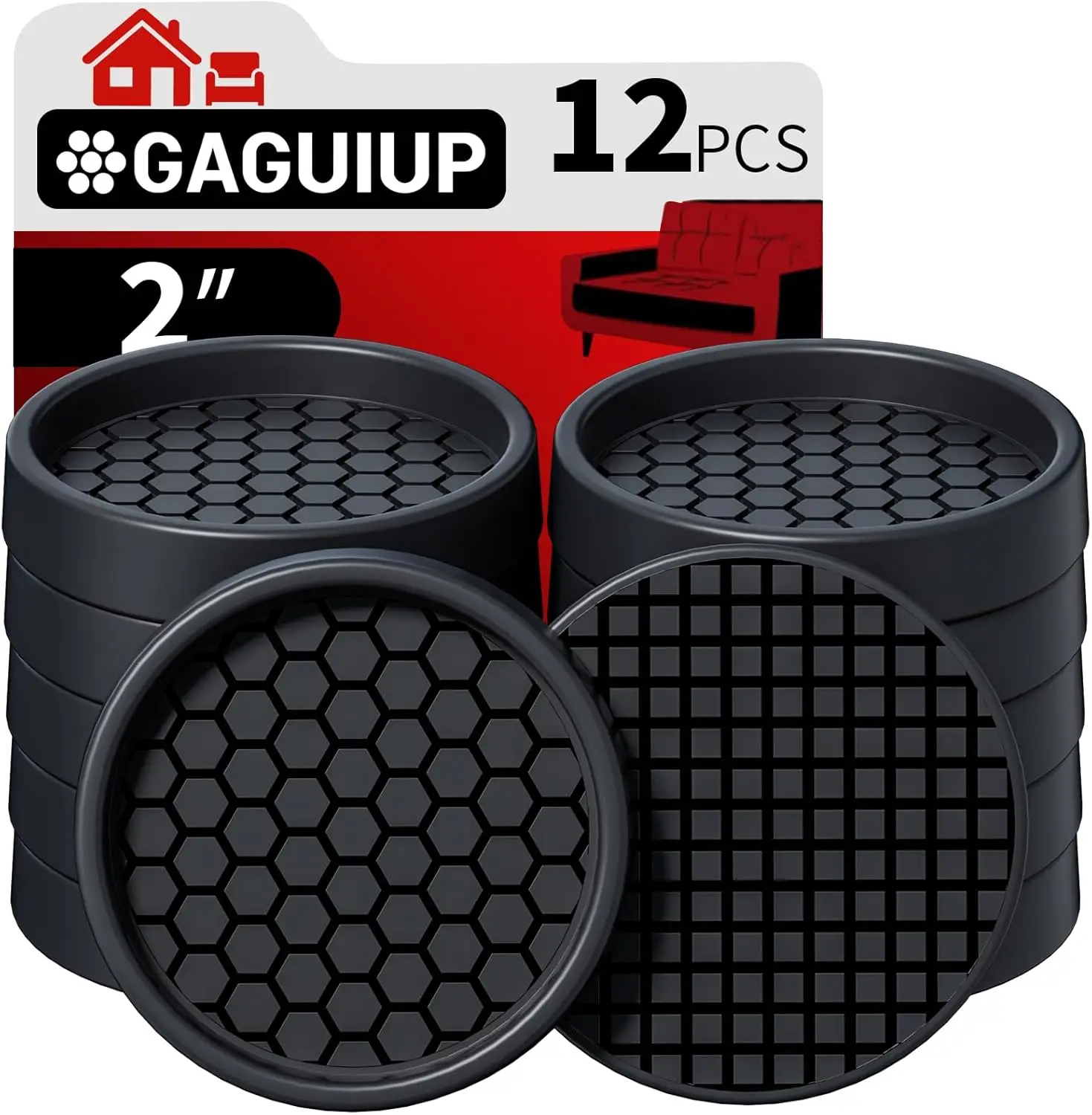 Anti Skid Furniture Pads 2" - 12 Pcs Round Coasters for Hardwood Floors, Non Slip Caster Cups for Sofa Bed Couch Protectors, Black
Anti Skid Furniture Pads 2" - 12 Pcs Round Coasters for Hardwood Floors, Non Slip Caster Cups for Sofa Bed Couch Protectors, Black