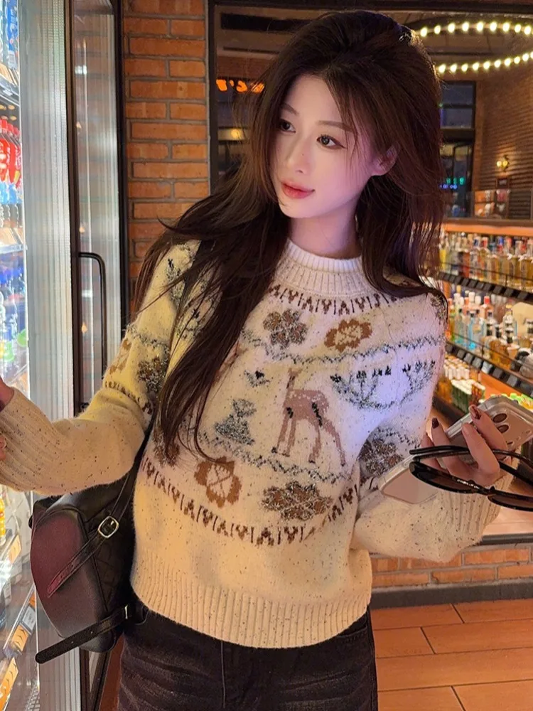 Sweet Style Slimming Knitted Sweater round Neck Atmosphere Feeling Korean Version Fashionable Women's Autumn Winter New Arrival
Sweet Style Slimming Knitted Sweater round Neck Atmosphere Feeling Korean Version Fashionable Women's Autumn Winter New Arrival