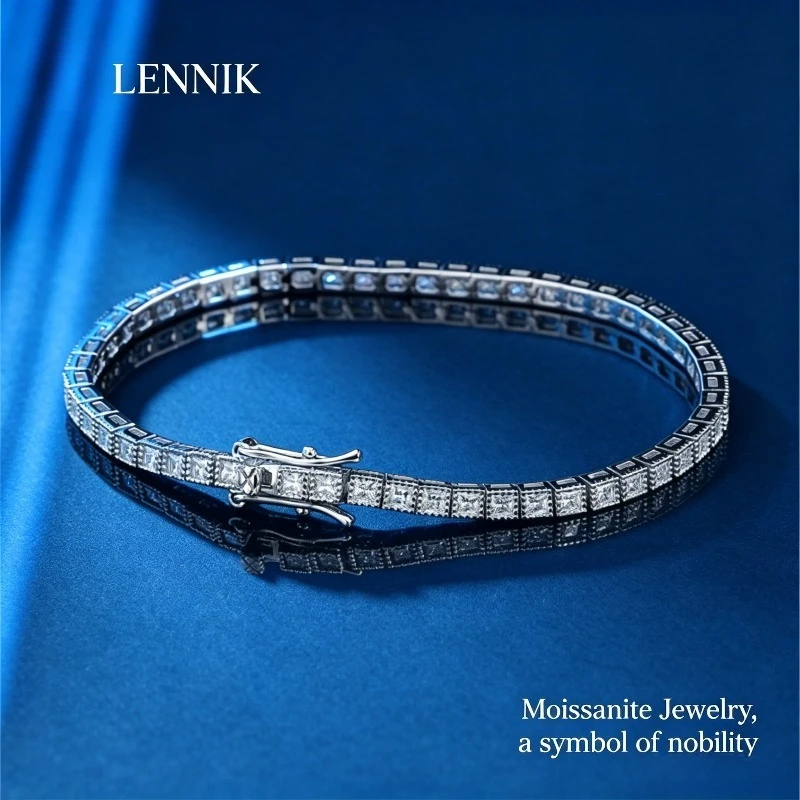 LENNIK Princess Cut Full 1.5mm 2mm D Color Moissanite Tennis Bracelet for Women Man 925 Silver Pass Diamond Test Link Bracelets
LENNIK Princess Cut Full 1.5mm 2mm D Color Moissanite Tennis Bracelet for Women Man 925 Silver Pass Diamond Test Link Bracelets