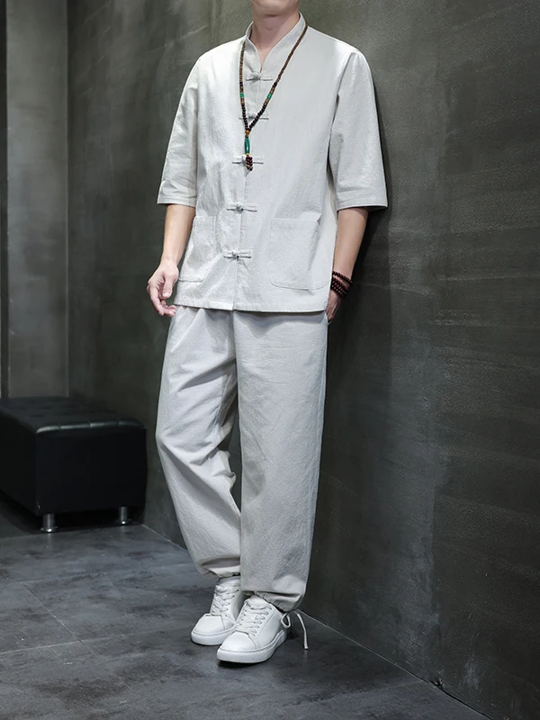 Men's Cotton Linen Short Sleeve Shirt Summer New Chinese Style Set Middle Aged Men's Clothing Dad Style Tang Suit Resident Te...
Men's Cotton Linen Short Sleeve Shirt Summer New Chinese Style Set Middle Aged Men's Clothing Dad Style Tang Suit Resident Te...