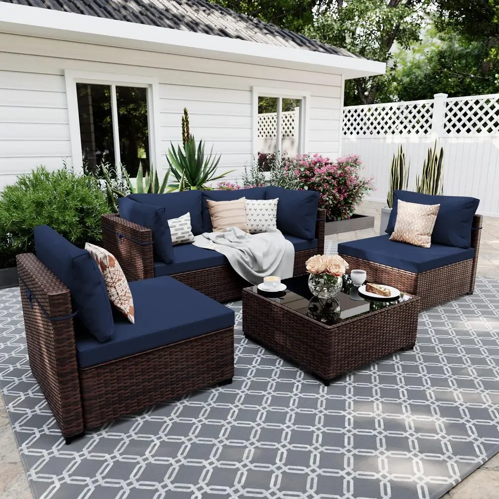 5 Pieces Patio Furniture Sets, Wicker Outdoor Sectional Sofa Couch with Coffee Table, Patio Conversation Set for Deck Backyard
5 Pieces Patio Furniture Sets, Wicker Outdoor Sectional Sofa Couch with Coffee Table, Patio Conversation Set for Deck Backyard