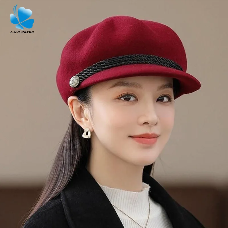 Wool Newsboy Cap British Style Beret-Style Peaked Hat Thermal Warm Winter Hat Women Fashion Accessory
Wool Newsboy Cap British Style Beret-Style Peaked Hat Thermal Warm Winter Hat Women Fashion Accessory