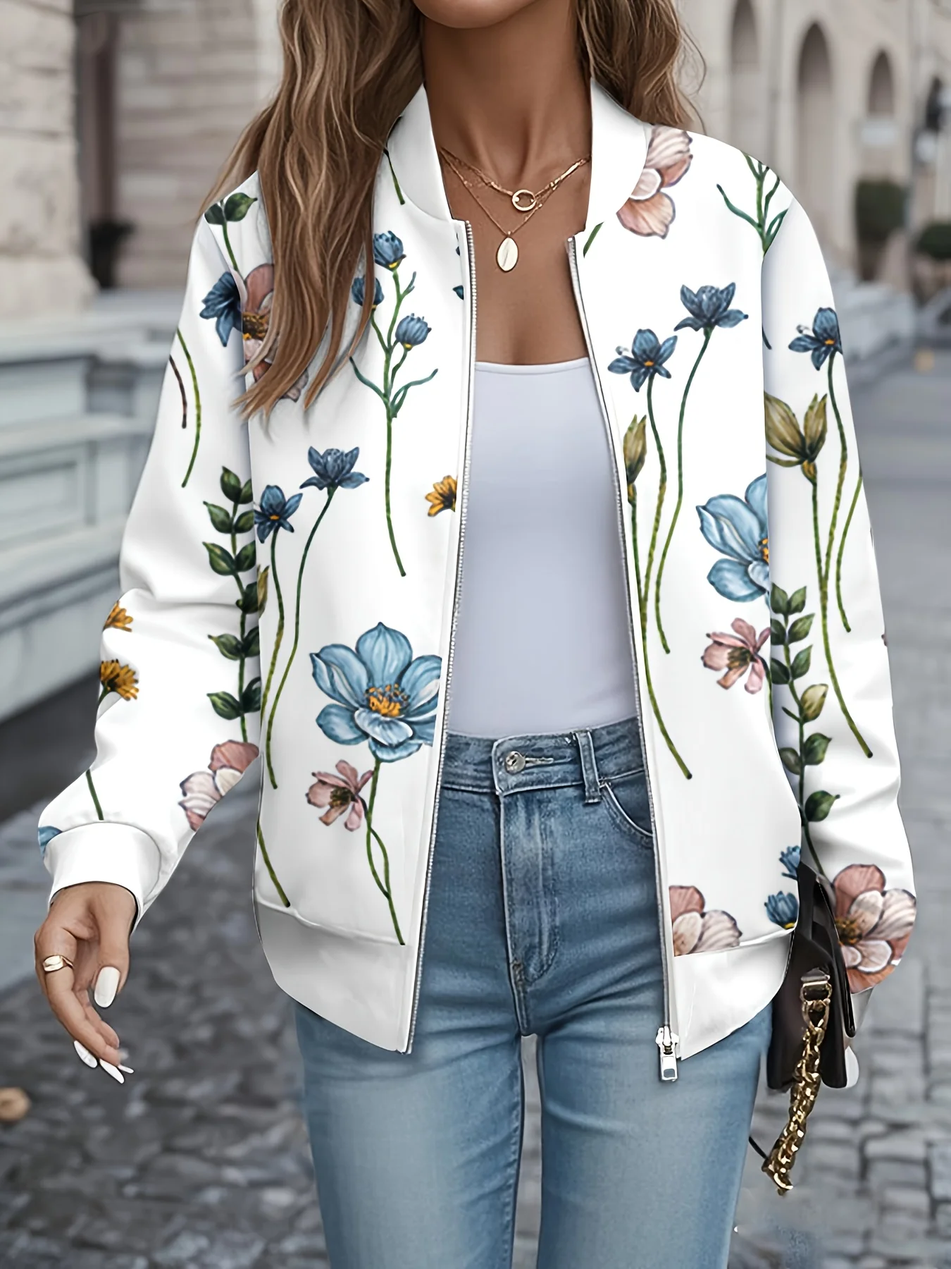 Women's Vintage Botanical Jacket, Autumn Floral Print Design, Comfortable Zip-Up Style, Seasonal Casual Outerwear
Women's Vintage Botanical Jacket, Autumn Floral Print Design, Comfortable Zip-Up Style, Seasonal Casual Outerwear