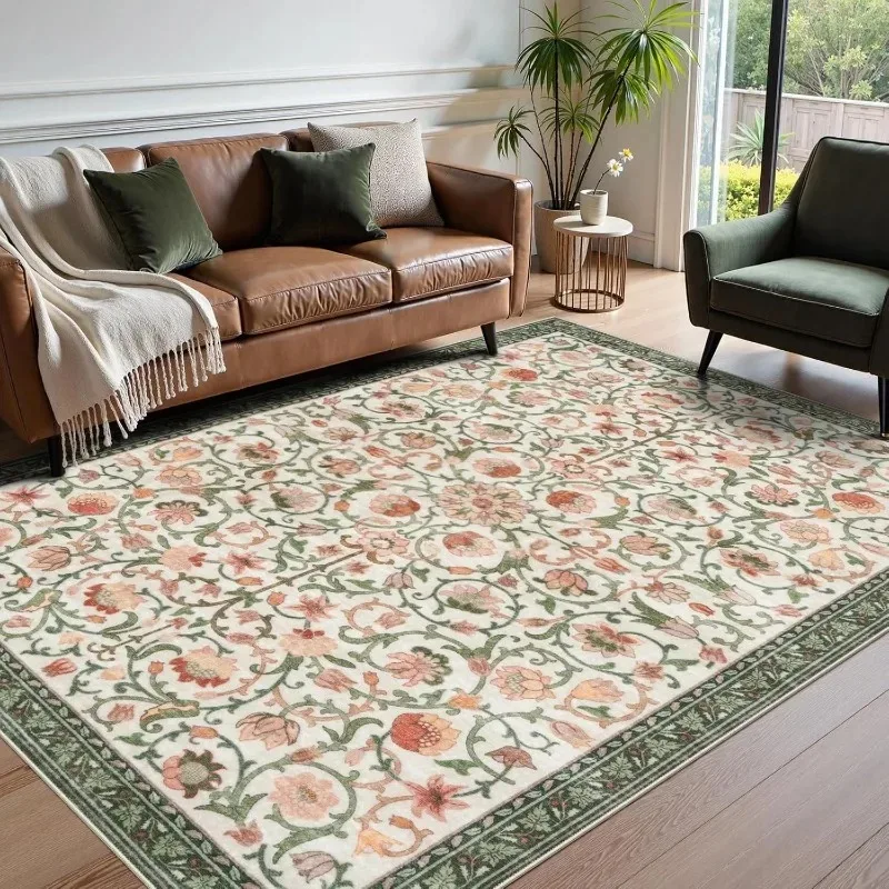 Retro Floral Pattern Living Room Carpet Foldable Machine Washable Restaurant Sofa Coffee Table Non-slip Floor Mat Bedroom Rug 러그
Retro Floral Pattern Living Room Carpet Foldable Machine Washable Restaurant Sofa Coffee Table Non-slip Floor Mat Bedroom Rug 러그