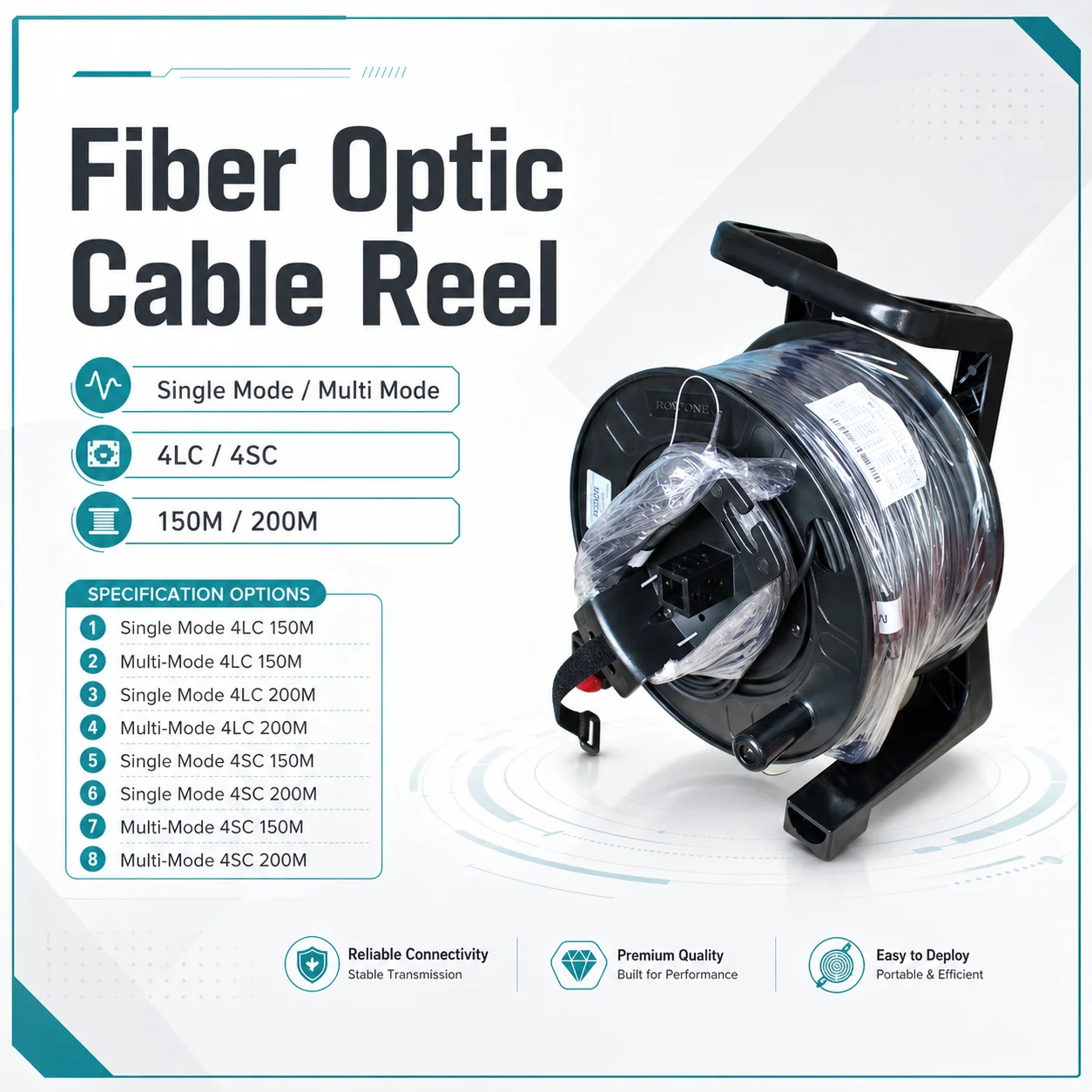 Outdoor Optical Fiber Cable Single Mode 4 Cores Flame-Retardant TPU Armored Multi-Mode Extension Cord with Reel 200M 100M 150M
Outdoor Optical Fiber Cable Single Mode 4 Cores Flame-Retardant TPU Armored Multi-Mode Extension Cord with Reel 200M 100M 150M