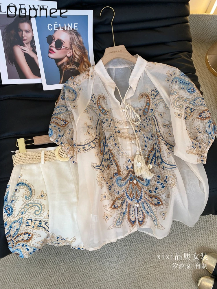 Bohemian Vacation Style Suit Women Summer 2025 New Commuting Style Cotton Short-sleeved Shirt Shorts Casual Two-piece Set Female
Bohemian Vacation Style Suit Women Summer 2025 New Commuting Style Cotton Short-sleeved Shirt Shorts Casual Two-piece Set Female