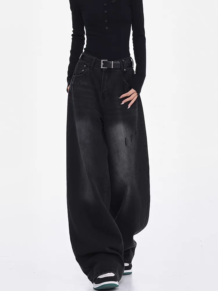 Women's Black Ripped Retro Washing High Waist Jeans Wide Legs Loose Jeans 2025 New American Style Design Sense Street Clothing
Women's Black Ripped Retro Washing High Waist Jeans Wide Legs Loose Jeans 2025 New American Style Design Sense Street Clothing