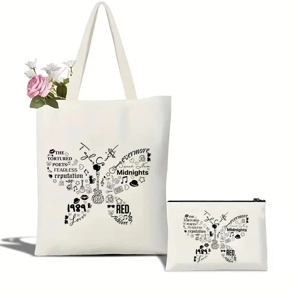 Album Small Butterfly Guitar Print Large Capacity Canvas Handbag Makeup Bag Set Personalized Gift Bag for Women Girl Lady
Album Small Butterfly Guitar Print Large Capacity Canvas Handbag Makeup Bag Set Personalized Gift Bag for Women Girl Lady