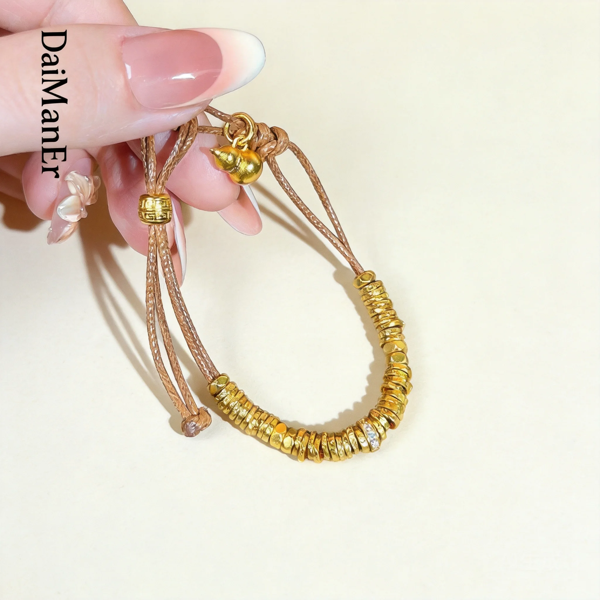 Chinese Style Auspicious Gourd Gold Plated Beaded Bracelet Handwoven Adjustable Rope Blessing Wealth Fortune Good Luck Jewelry
Chinese Style Auspicious Gourd Gold Plated Beaded Bracelet Handwoven Adjustable Rope Blessing Wealth Fortune Good Luck Jewelry