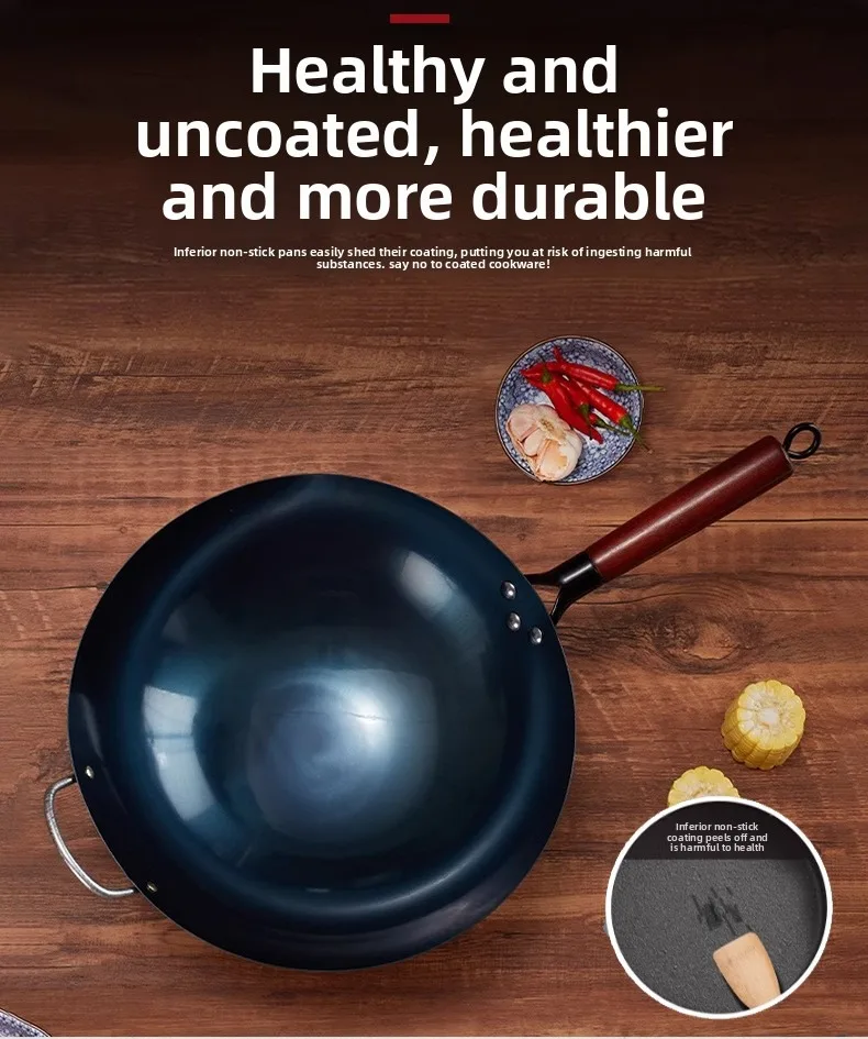 34cm-New Blue Tempered Wok Hand Forged Round Bottom Iron Pan Pre-Seasoned No Coating Non-Stick Chinese Stir Fry Pot Home Kitchen
34cm-New Blue Tempered Wok Hand Forged Round Bottom Iron Pan Pre-Seasoned No Coating Non-Stick Chinese Stir Fry Pot Home Kitchen