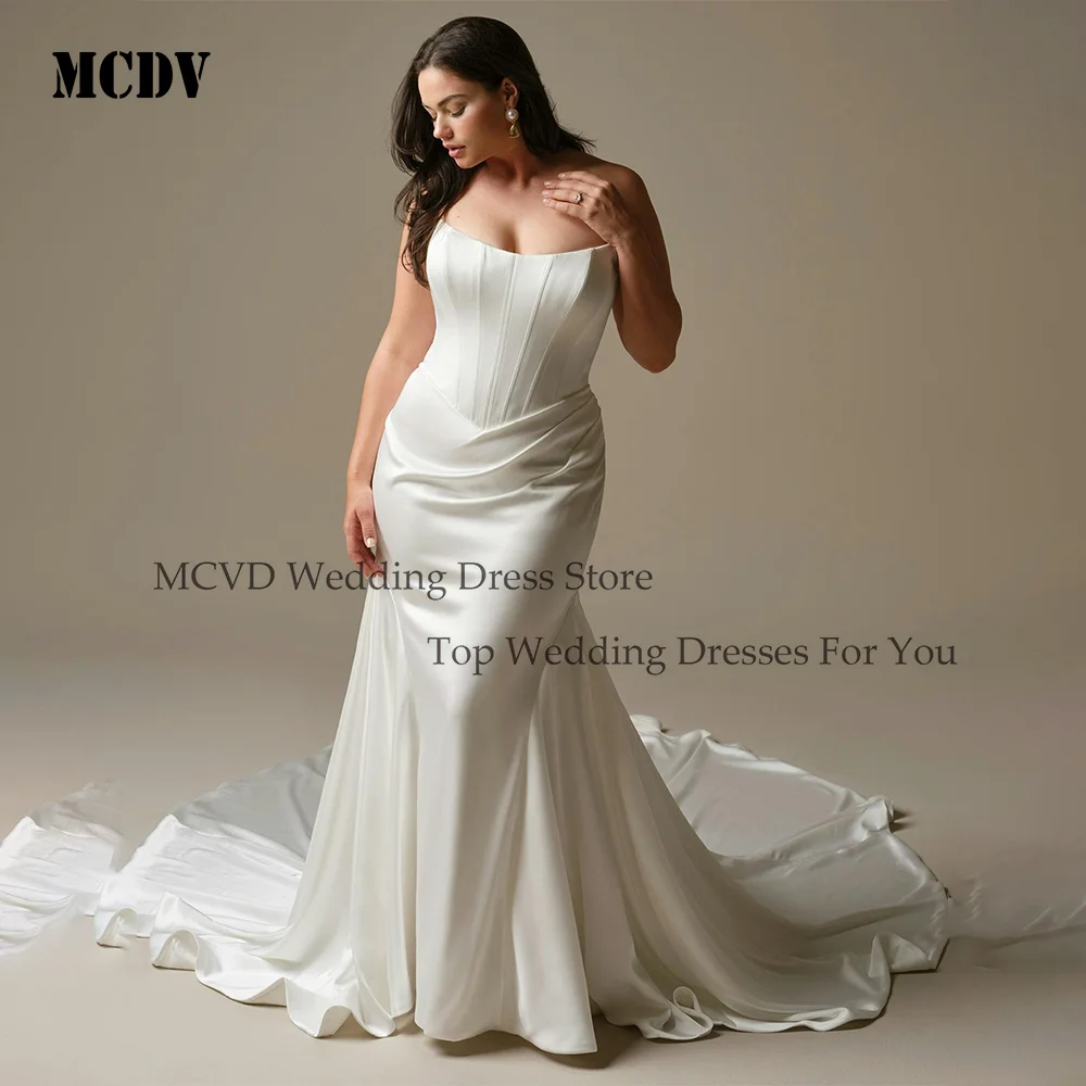 MCDV Plus Size Satin Wedding Dresses Mermaid Detachable Shoulder Elegant Bridal Grown 2026 vestido de novia boda Customized
MCDV Plus Size Satin Wedding Dresses Mermaid Detachable Shoulder Elegant Bridal Grown 2026 vestido de novia boda Customized