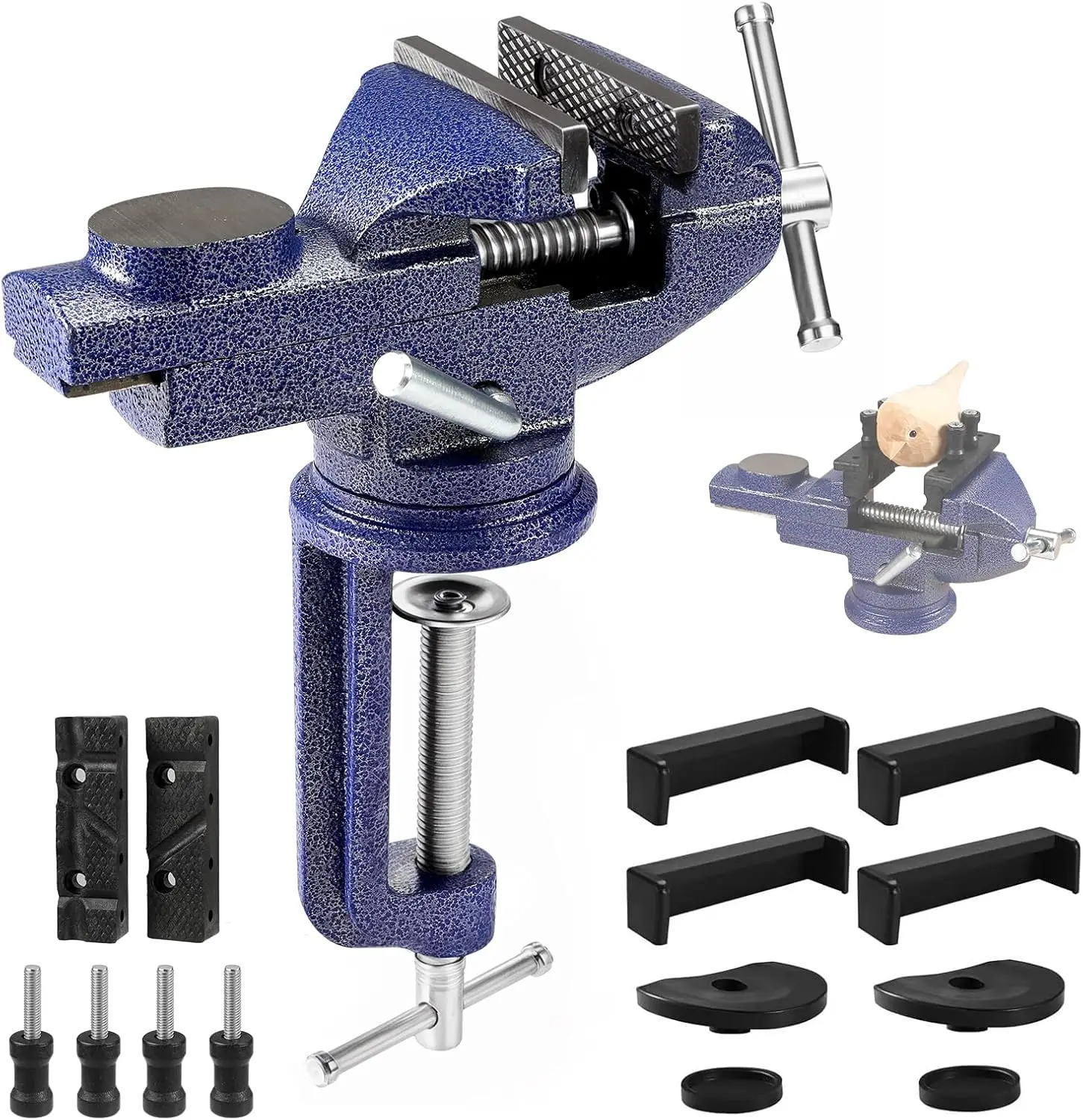 3" Bench Vise with 360° Rotation, Clamp-On Design for Woodworking, Drilling, and Metal Working
3" Bench Vise with 360° Rotation, Clamp-On Design for Woodworking, Drilling, and Metal Working