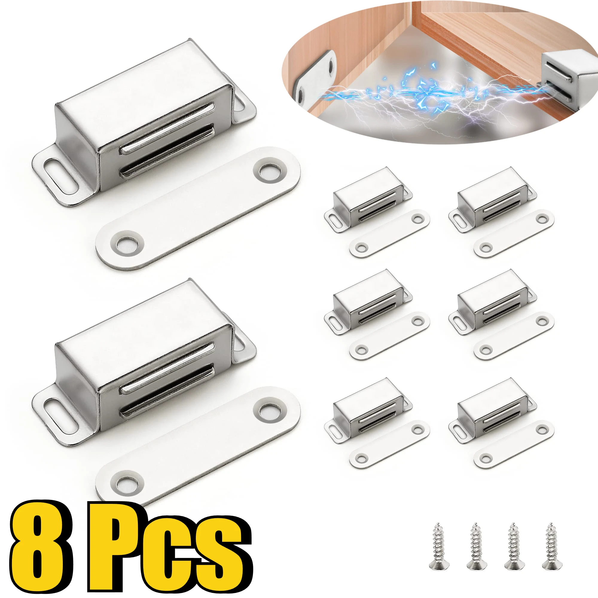 8Pcs Stainless Steel High Magnetic Door Catch for Kitchen Bathroom Cupboard Wardrobe Closet Closures Cabinet Door Drawer Latch
8Pcs Stainless Steel High Magnetic Door Catch for Kitchen Bathroom Cupboard Wardrobe Closet Closures Cabinet Door Drawer Latch