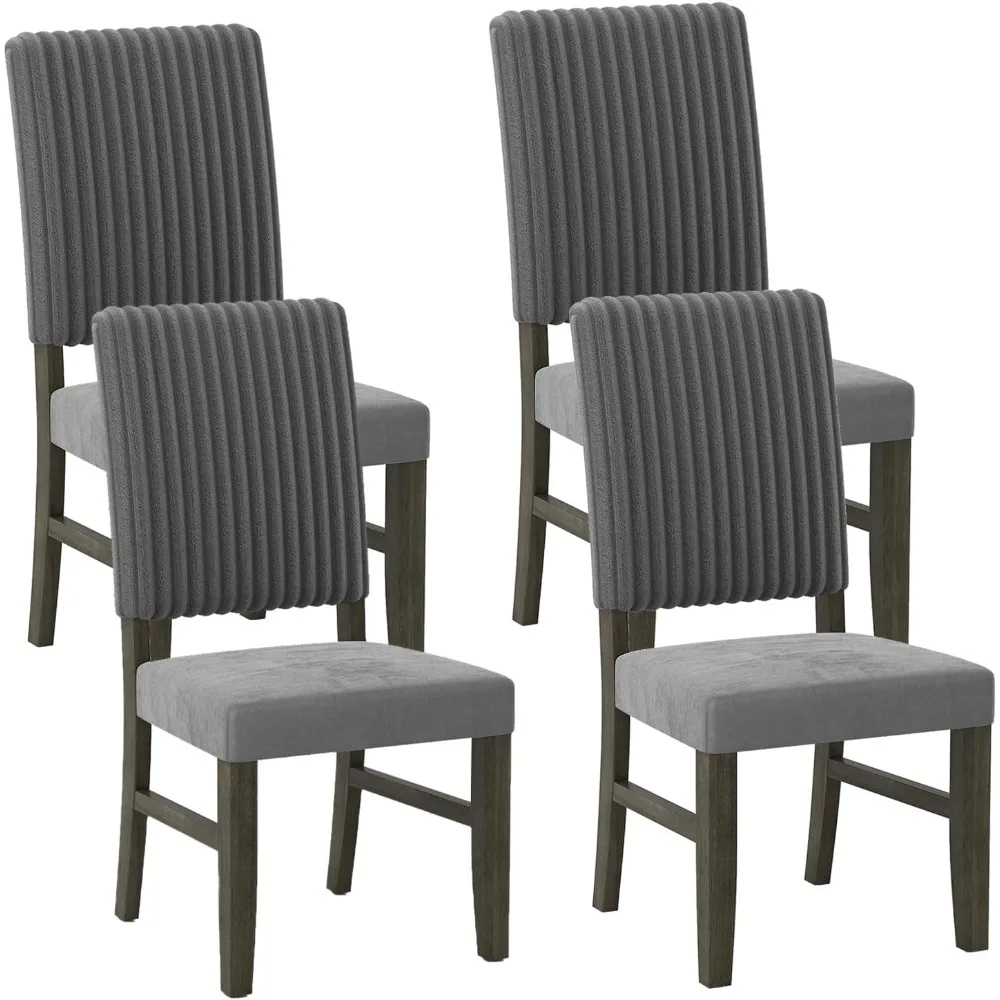 Dining Chairs Set of 4, Mid-Century Velvet Fabric Upholstered Chairs with Rubber Wood Legs, Thick Padded Seat, High Back
Dining Chairs Set of 4, Mid-Century Velvet Fabric Upholstered Chairs with Rubber Wood Legs, Thick Padded Seat, High Back
