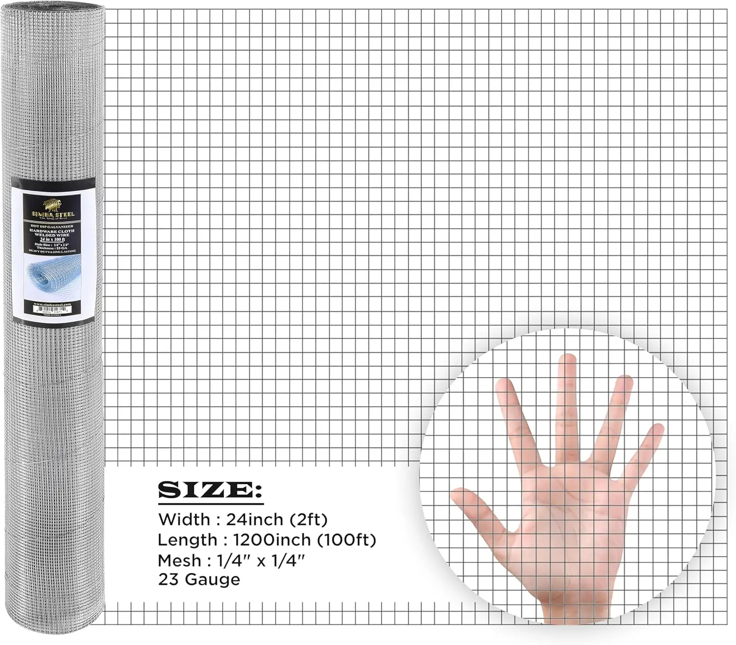 24” x 100 FT Hardware Cloth 1/4 inch Mesh 23 Gauge, Hot Dip Galvanised Wire Mesh Rust Proof, Welded Cage Wire Rolls for Garden,
24” x 100 FT Hardware Cloth 1/4 inch Mesh 23 Gauge, Hot Dip Galvanised Wire Mesh Rust Proof, Welded Cage Wire Rolls for Garden,
