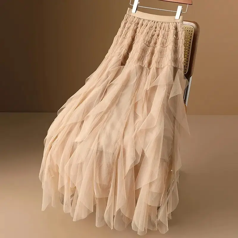Woman Irregular Floor-Length Tulle Skirt Women Elastic High Waist Ruffles Cake Skirt Lady Long Tutu Party Femme Skirt Q739
Woman Irregular Floor-Length Tulle Skirt Women Elastic High Waist Ruffles Cake Skirt Lady Long Tutu Party Femme Skirt Q739