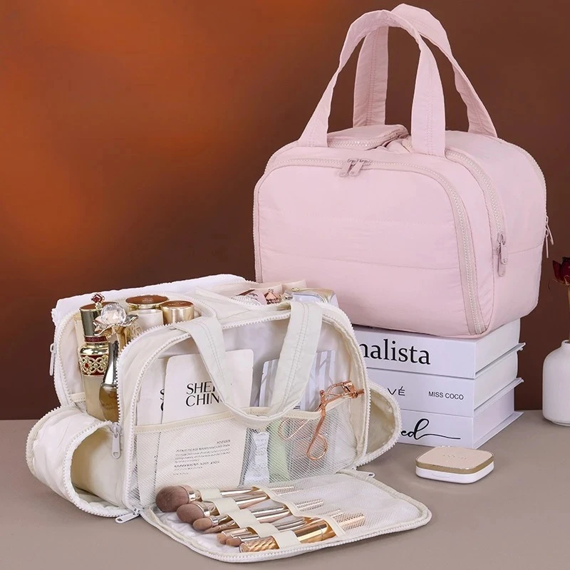 Двойная молния с несколькими карманами и перегородкой, косметичка большой емкости, дорожный органайзер для косметики, женская портативная сумка для хранения
Двойная молния с несколькими карманами и перегородкой, косметичка большой емкости, дорожный органайзер для косметики, женская портативная сумка для хранения