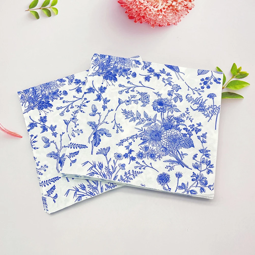 100Pcs Blue Floral Paper Napkins Paper Napkin Retro Dinner Party Supplies Decorative Tissue Sheets Home Hotel Use
100Pcs Blue Floral Paper Napkins Paper Napkin Retro Dinner Party Supplies Decorative Tissue Sheets Home Hotel Use