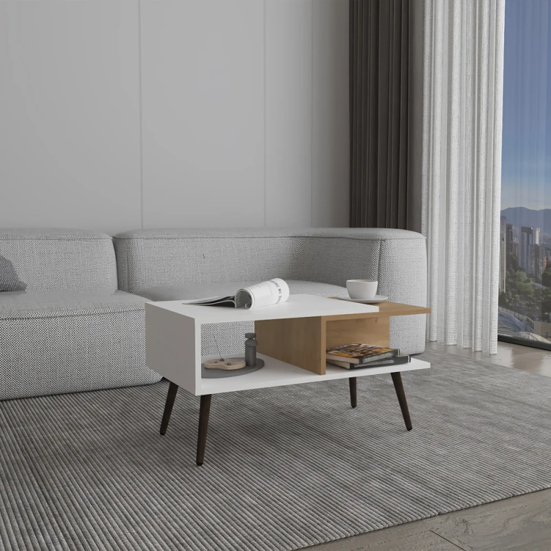 Aranjuez 29" Wide Coffee Table with Three Shelves, Rectangular, Living Room White - Natural Oak
Aranjuez 29" Wide Coffee Table with Three Shelves, Rectangular, Living Room White - Natural Oak