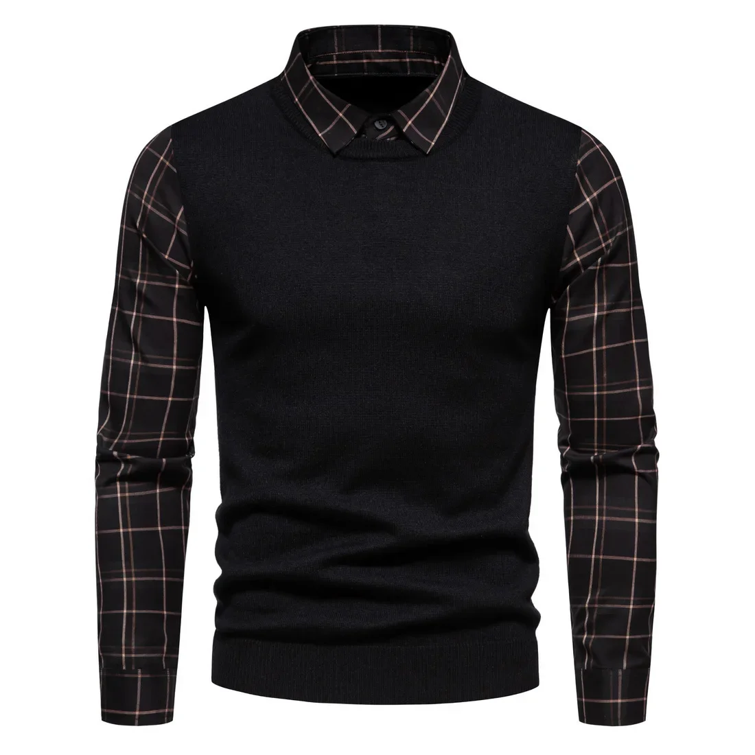 2023 Autumn/Winter New Fake Two Piece Sweater Men's Long Sleeve Spliced Korean Fit Shirt Collar Knit
2023 Autumn/Winter New Fake Two Piece Sweater Men's Long Sleeve Spliced Korean Fit Shirt Collar Knit
