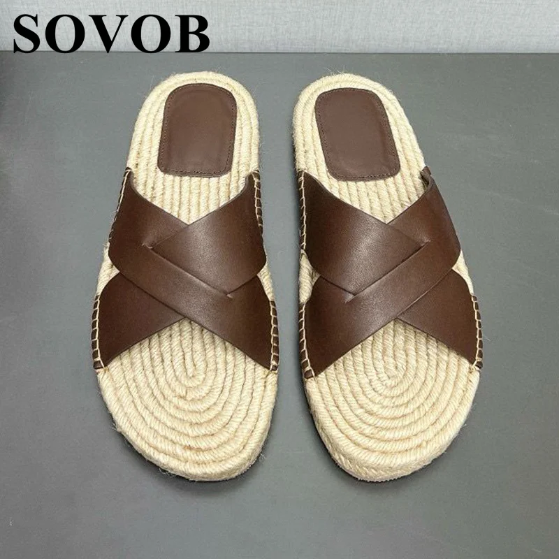 Summer Genuine Leather Solid Color Exposed Toe Slippers Men's Linen Fiber Insoles Simple Roman Sandals Versatile Single Shoes
Summer Genuine Leather Solid Color Exposed Toe Slippers Men's Linen Fiber Insoles Simple Roman Sandals Versatile Single Shoes
