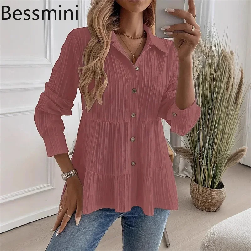 2025 Women Spring Autumn Casual Blouse Fashion Solid Color Shirt Streetwear Lady Long Sleeve Button Lapel Comfortable Basic Tops
2025 Women Spring Autumn Casual Blouse Fashion Solid Color Shirt Streetwear Lady Long Sleeve Button Lapel Comfortable Basic Tops
