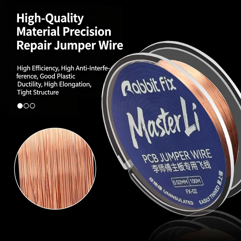 Rabbit Fix FX009 ULTEASOFT CPU Jumper Wire 0009mm 100m Ultra Flexible Premium Conduction Silver Jumper Wire for Phone PCB Repair
Rabbit Fix FX009 ULTEASOFT CPU Jumper Wire 0009mm 100m Ultra Flexible Premium Conduction Silver Jumper Wire for Phone PCB Repair