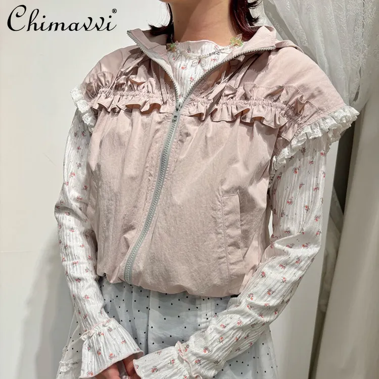 Japanese Sweet Ruffle Edge Hooded Vest Coat Spring and Summer New Cute Girls Women's Loose Sleeveless Casual Top Fashion
Japanese Sweet Ruffle Edge Hooded Vest Coat Spring and Summer New Cute Girls Women's Loose Sleeveless Casual Top Fashion