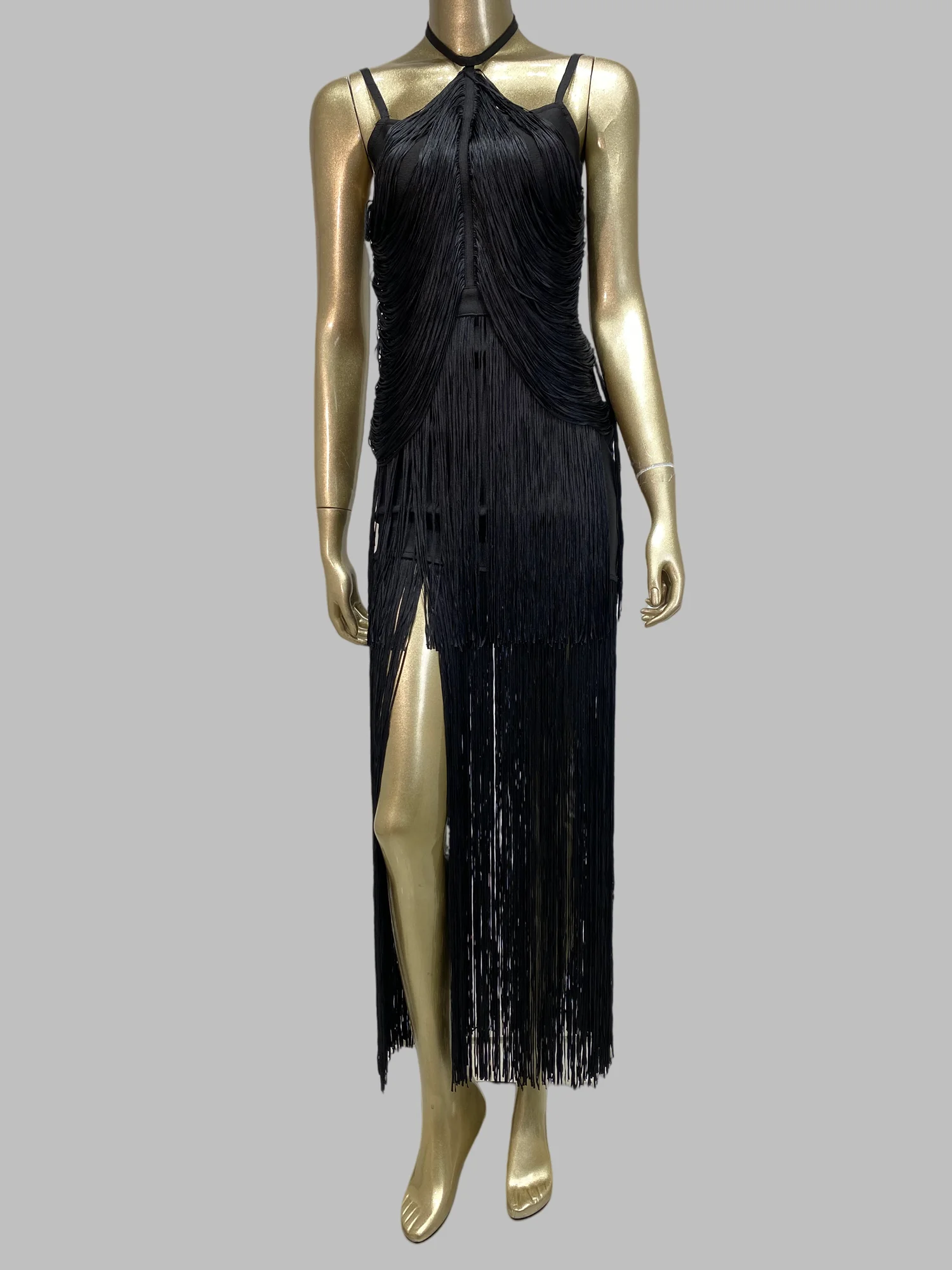 2025 Hot Sale Black Fringed Bandage Dress Women Black Halter Bodycon Long Celebrity Evening Club Party High Street Dresses 
2025 Hot Sale Black Fringed Bandage Dress Women Black Halter Bodycon Long Celebrity Evening Club Party High Street Dresses