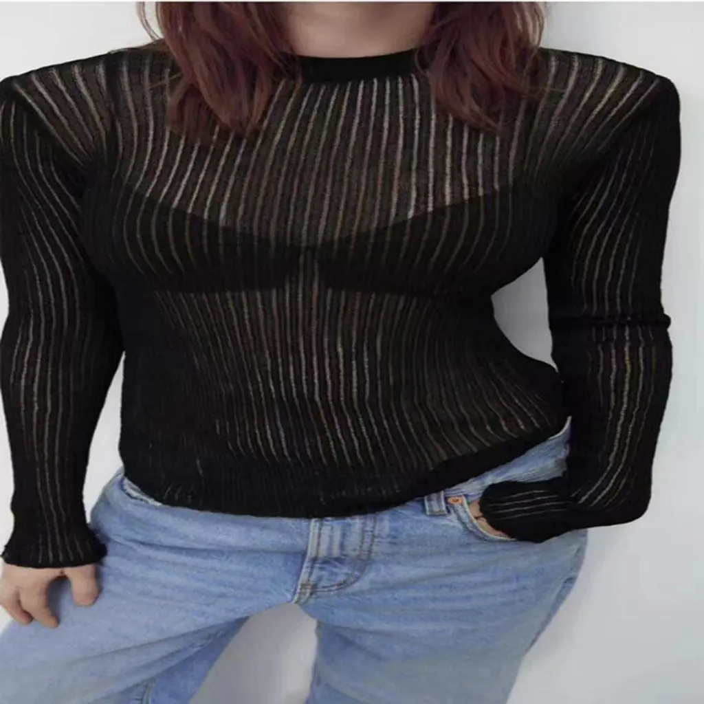 Spring Summer Thin Breathable Long-Sleeved round Neck Knitted Top Women's French Style See-Through Lightweight Wool Sweater
Spring Summer Thin Breathable Long-Sleeved round Neck Knitted Top Women's French Style See-Through Lightweight Wool Sweater