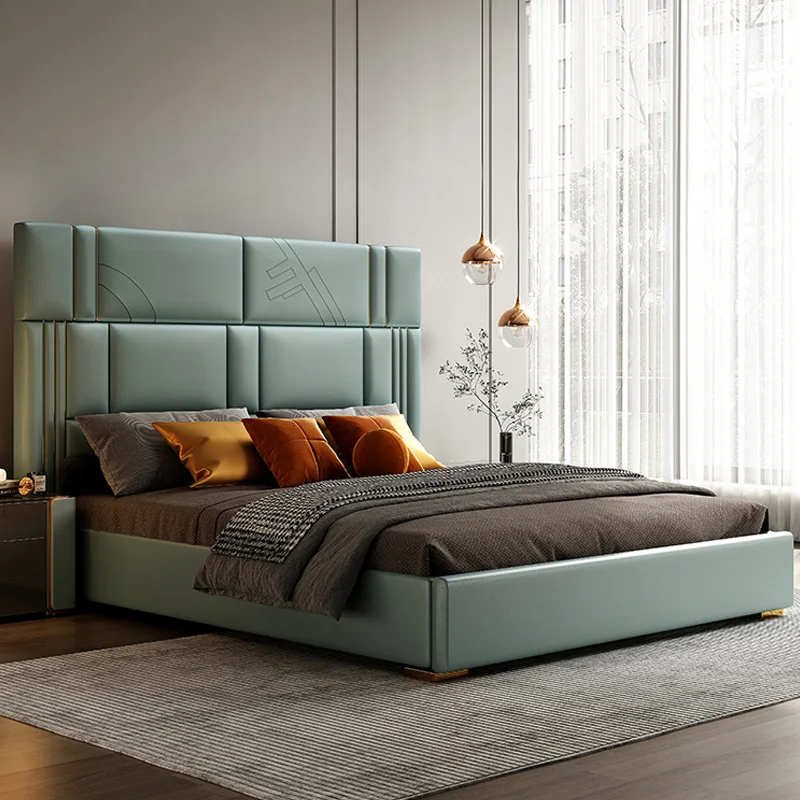 Italian Leather Bed Wedding Bed Master Bedroom Bed Modern Minimalist Light Luxury Solid Wood Double Bed
Italian Leather Bed Wedding Bed Master Bedroom Bed Modern Minimalist Light Luxury Solid Wood Double Bed