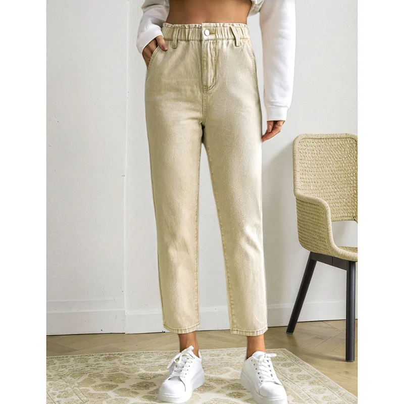 2026 New Women Elastic Waist Casual Jeans Lady Trendy Khaki Denim Pants Female Classic Slim Fit Ankle-length Trousers
2026 New Women Elastic Waist Casual Jeans Lady Trendy Khaki Denim Pants Female Classic Slim Fit Ankle-length Trousers