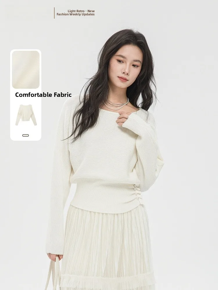Elegant Knitted Sweater Spring 2026 Design Sense One-Shoulder Overhead Knitwear Soft Medium Nylon Viscose Polyester Long Sleeve
Elegant Knitted Sweater Spring 2026 Design Sense One-Shoulder Overhead Knitwear Soft Medium Nylon Viscose Polyester Long Sleeve