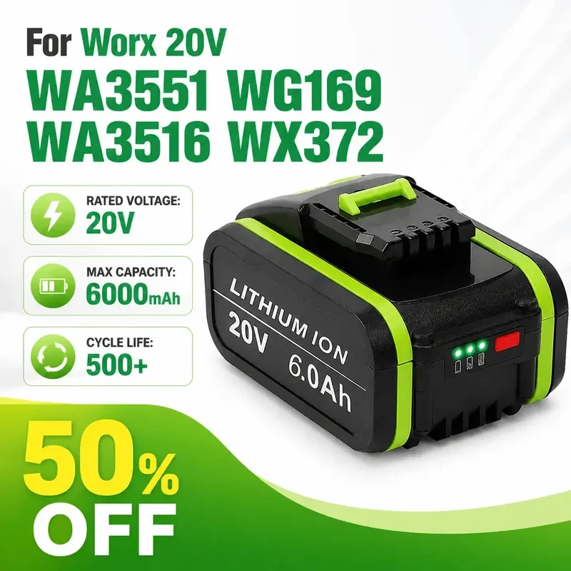 Applicable to Victor Worx lithium battery 20V WA3551 WG169 WA3516 WX372
Applicable to Victor Worx lithium battery 20V WA3551 WG169 WA3516 WX372