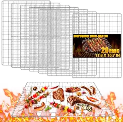 Bgtecho 20-Pack Disposable Grill Topper 11.8"x15.8" Stainless Steel BBQ Mesh Mat for Camping & Outdoor Grilling
Bgtecho 20-Pack Disposable Grill Topper 11.8"x15.8" Stainless Steel BBQ Mesh Mat for Camping & Outdoor Grilling