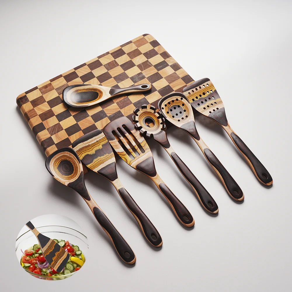 IK Pakkawood Spoons Spatulas Set of 7 Non Stick Safe Utensils for Kitchen Professional Kitchen Tools Housewarming Gift Ideas
IK Pakkawood Spoons Spatulas Set of 7 Non Stick Safe Utensils for Kitchen Professional Kitchen Tools Housewarming Gift Ideas