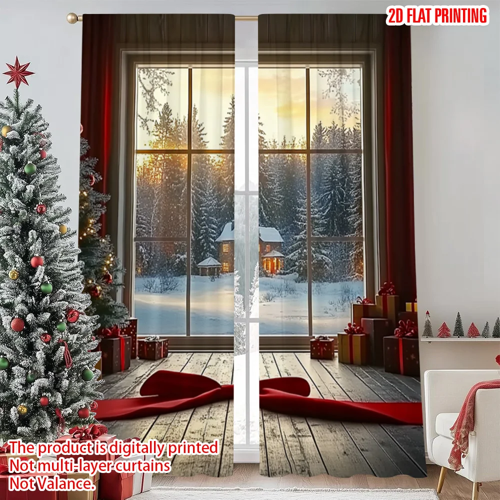 2pcs 2D flat printing Christmas Window Drapes Window View and Snow Forest Versatile Durable Polyester Without Electricity Spring
2pcs 2D flat printing Christmas Window Drapes Window View and Snow Forest Versatile Durable Polyester Without Electricity Spring